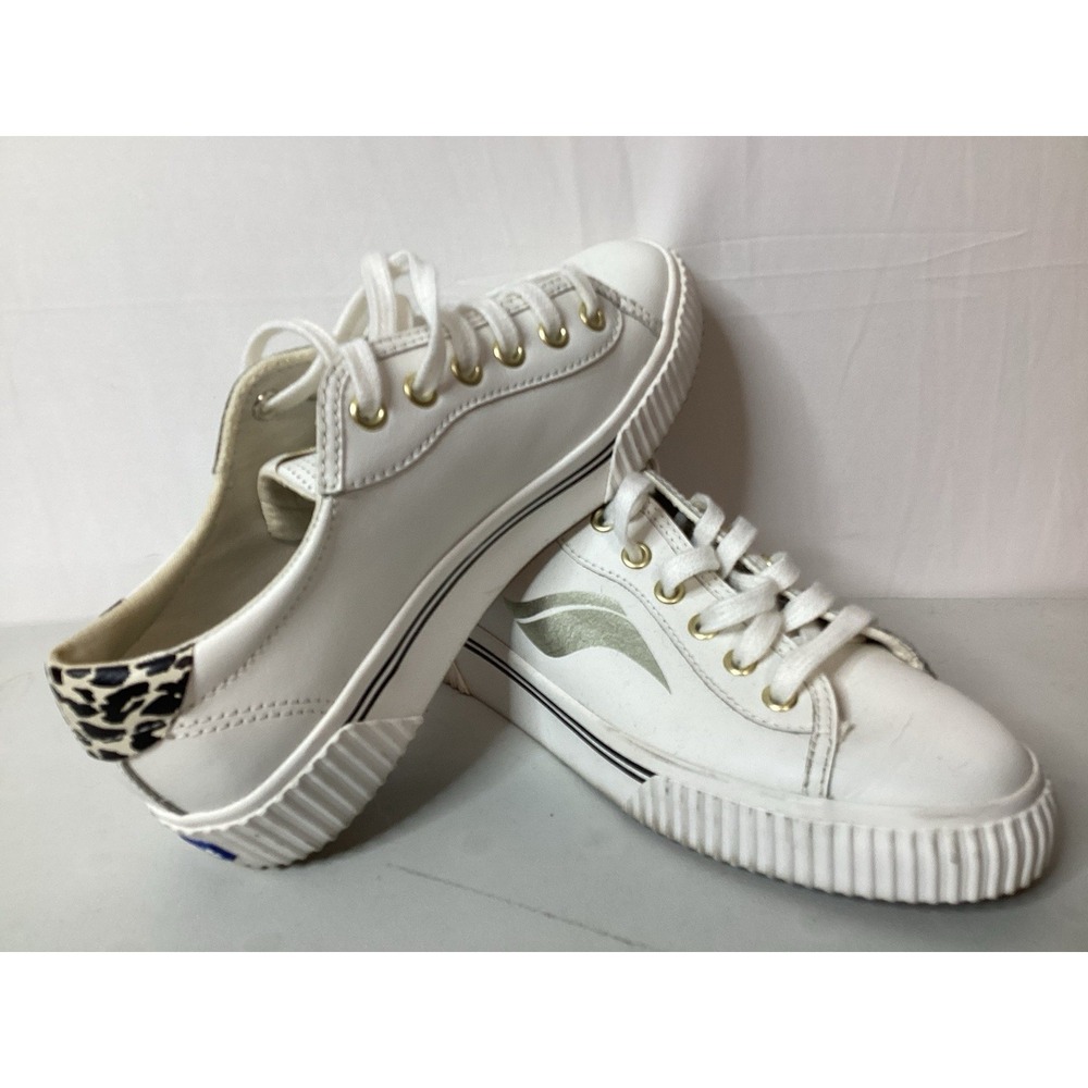 KEDS Crew Kick White Leopard Alto Leather Chunky Women's Sneakers Size 7